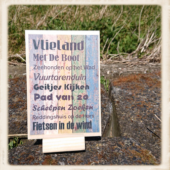 Houten kaart 'Vlieland met de boot'