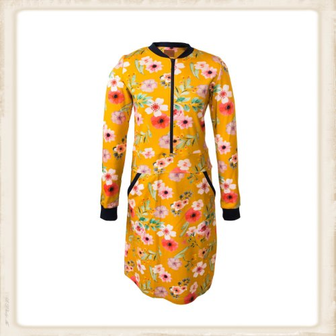 Yellow Flower zipper dress
