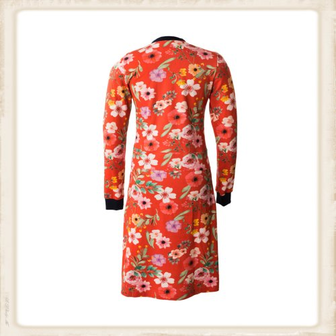 Red Flower zipper dress