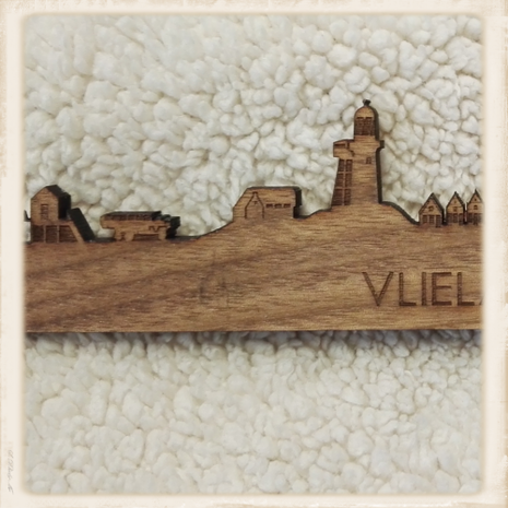 Skyline Vlieland magneet - noten hout