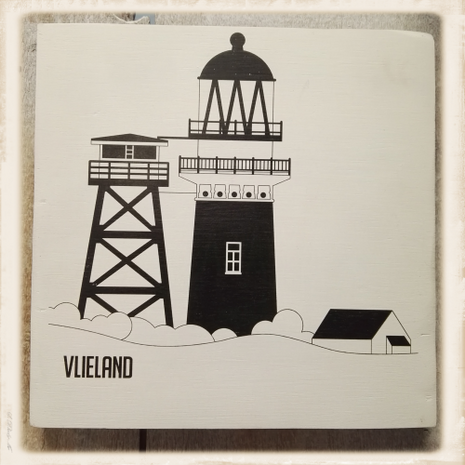 Bordje met de vuurtoren van Vlieland
