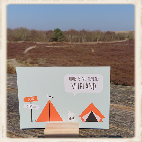 Kaartje 'Thuis is nu even Vlieland' 