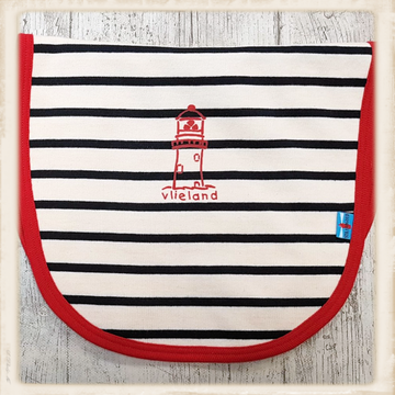 Slabbetje ecru/navy met opdruk naar wens