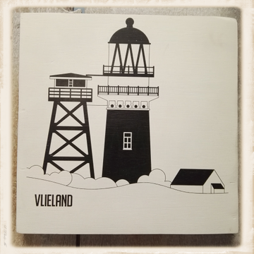 Bordje met de vuurtoren van Vlieland